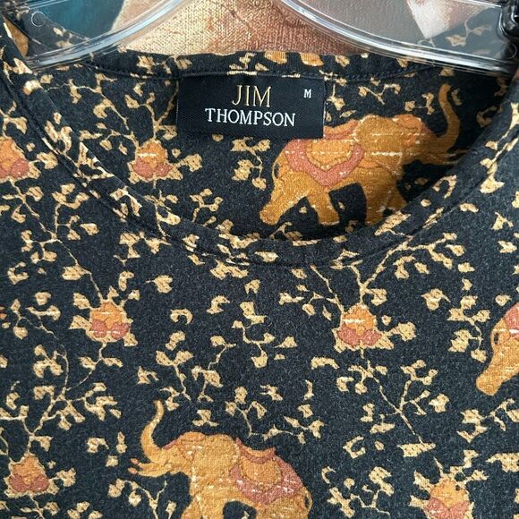 Jim Thompson Stylish Black and Orange Animal Print Tee M - Picture 6 of 16